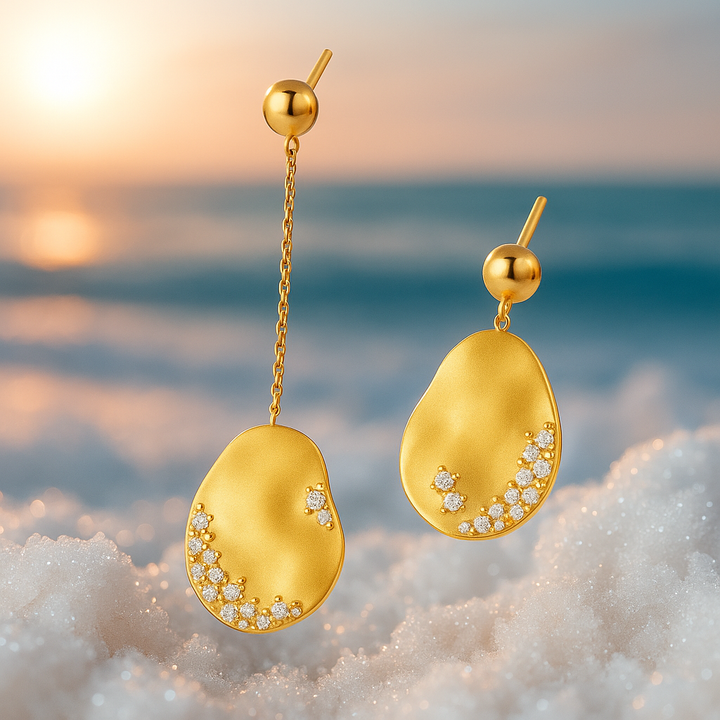 Ocean Breeze Crystal Wave Earrings