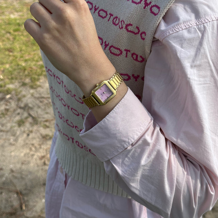 Gracieuse Petite Watch Steel, Mauve Pink, Gold Colour