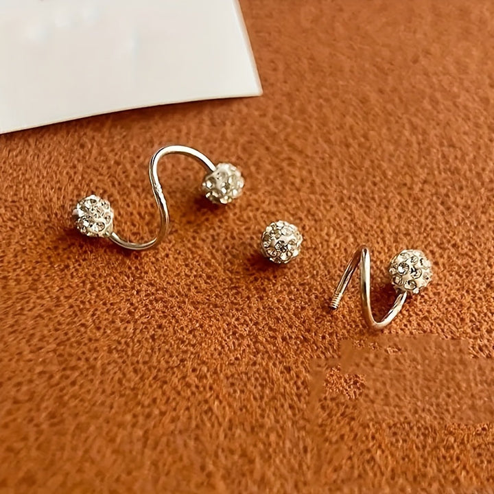 Sparkle Spiral – Set Gemstone Ball Earrings