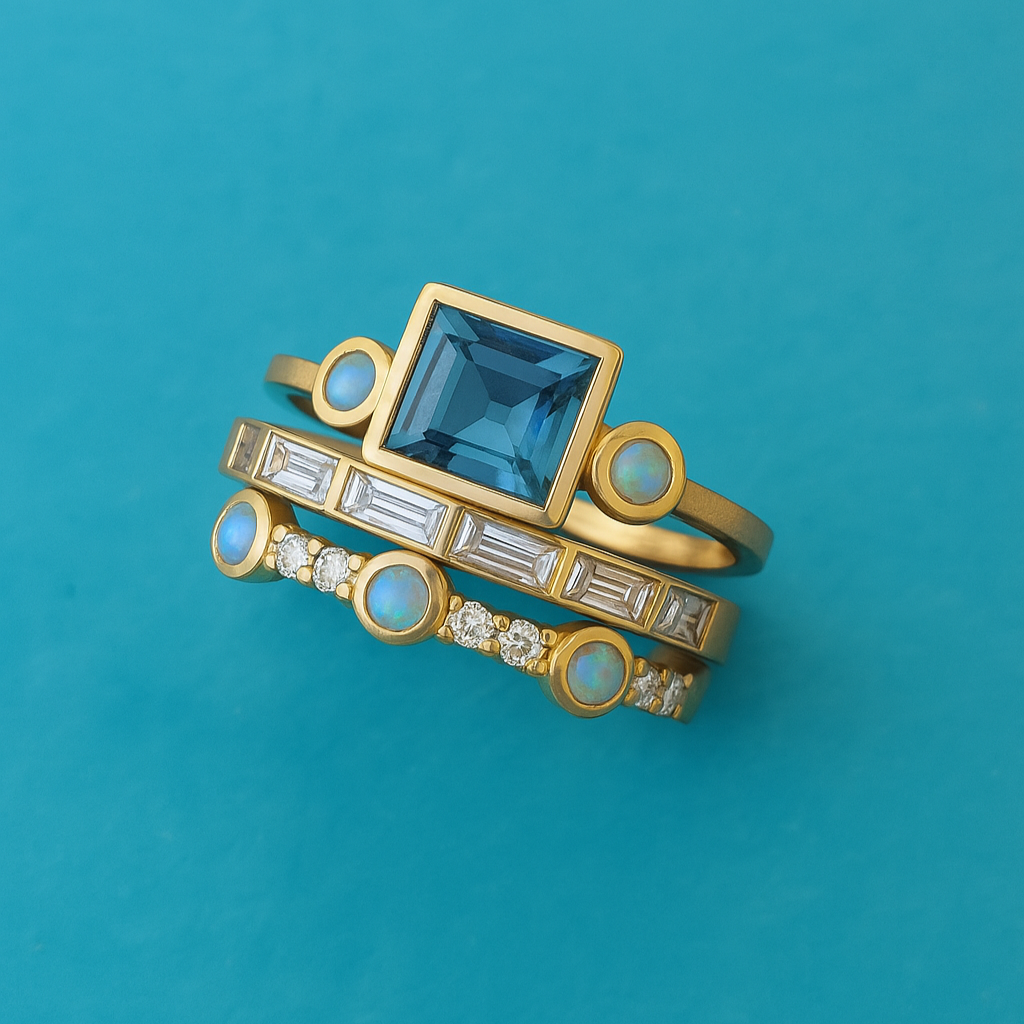 Timeless Blue Elegance Ring Set