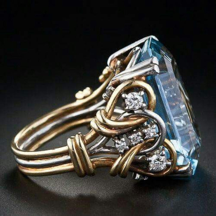Radiant Blue Glow Layered Ring