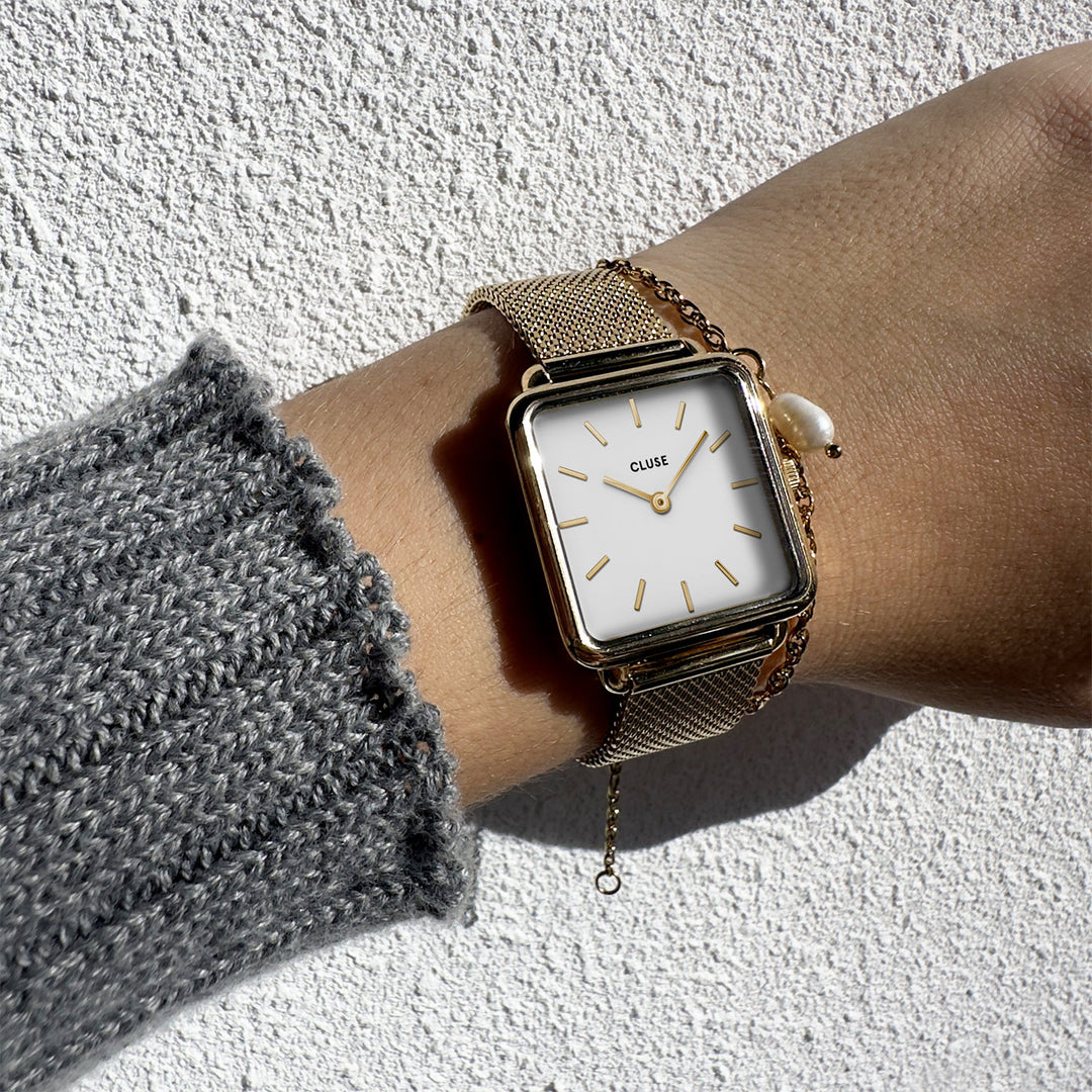 La Tétragone Watch Mesh, White, Gold Colour