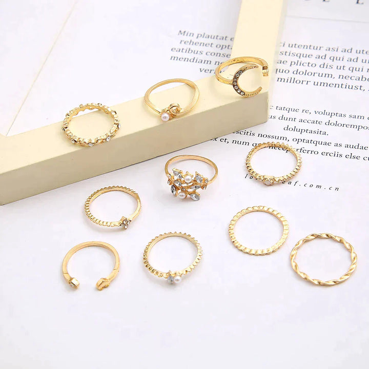 Boho Chic Ring Set – 10-Pack of Stylish Stackables