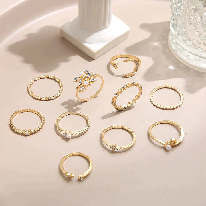 Boho Chic Ring Set – 10-Pack of Stylish Stackables