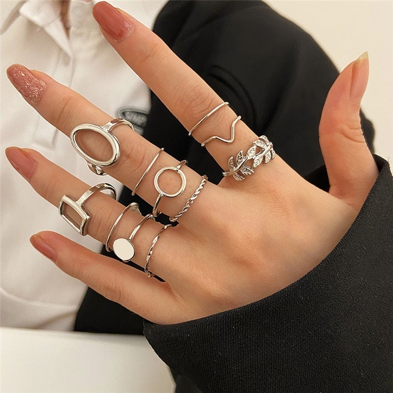 Timeless Trio: 11 Vintage Silver Rings Set