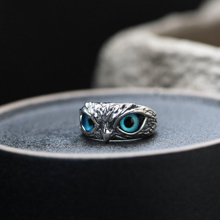 Lucky Owl Adjustable Ring with Opal Glow
