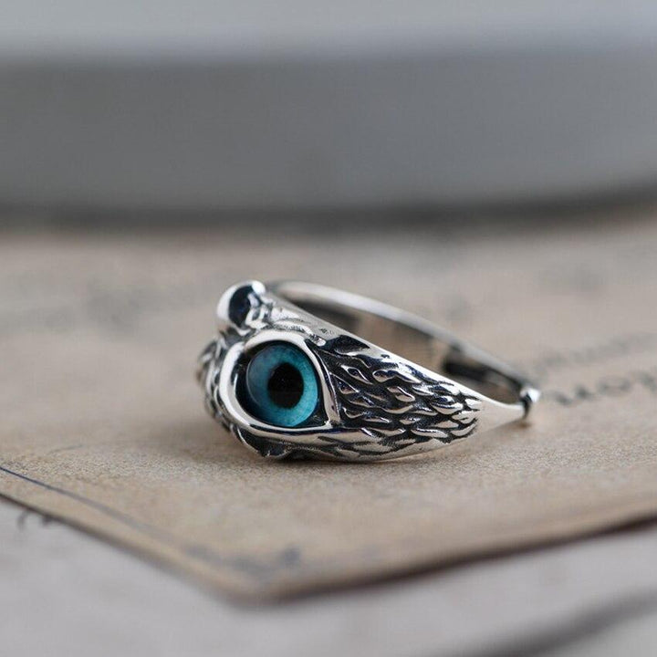 Lucky Owl Adjustable Ring with Opal Glow