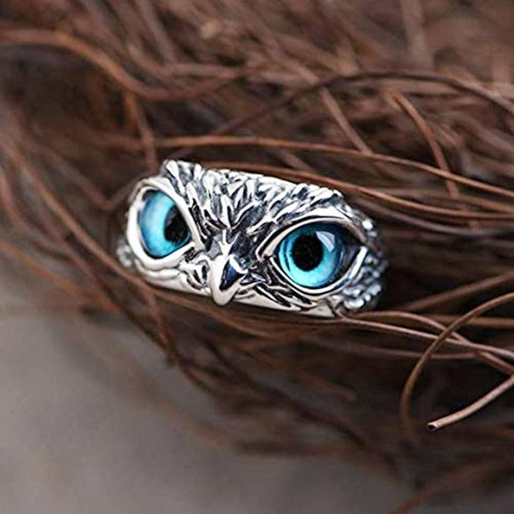 Lucky Owl Adjustable Ring with Opal Glow