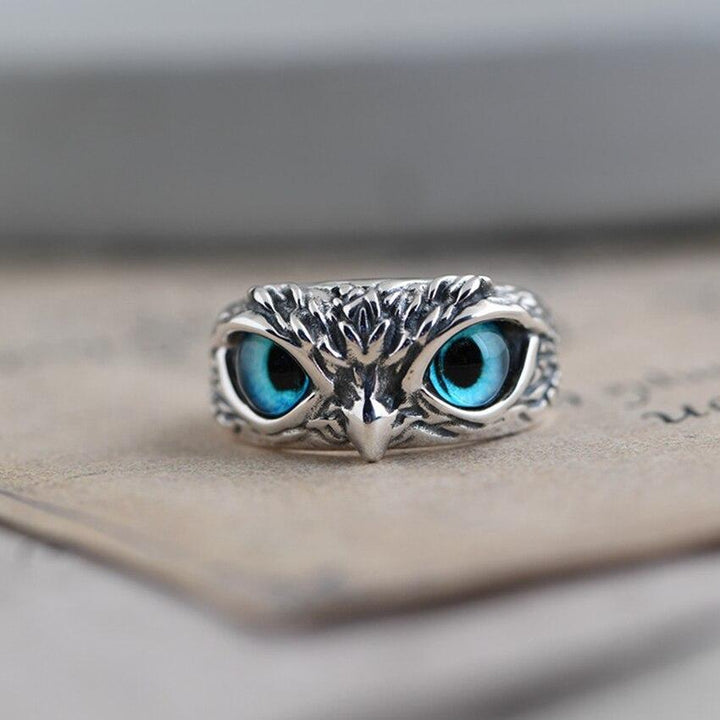 Lucky Owl Adjustable Ring with Opal Glow