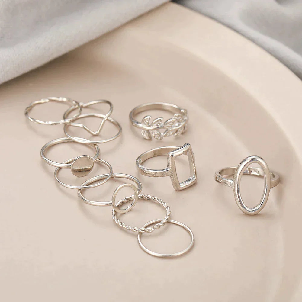 Timeless Trio: 11 Vintage Silver Rings Set