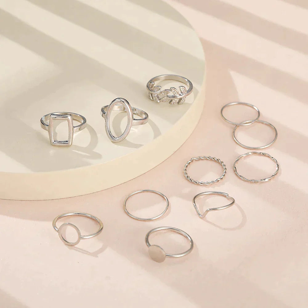 Timeless Trio: 11 Vintage Silver Rings Set