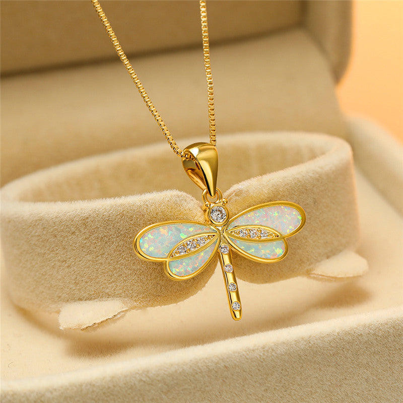 Luminous Dragonfly Opal Necklace