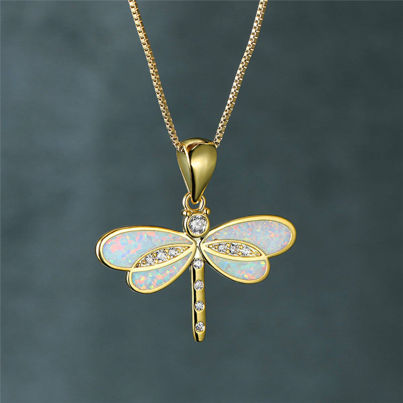 Luminous Dragonfly Opal Necklace