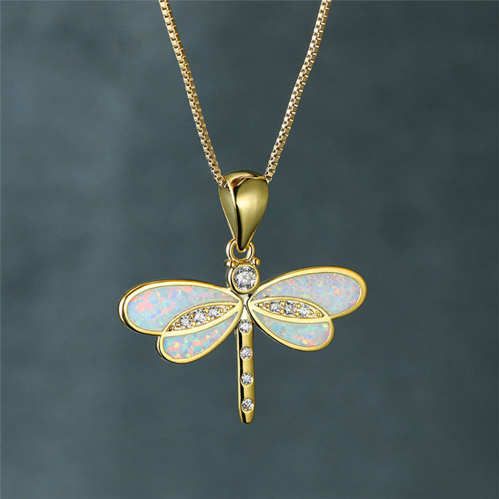 Luminous Dragonfly Opal Necklace