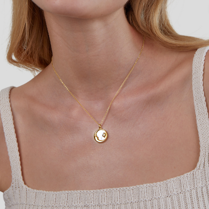 Lunar Glow Necklace: Moon & Stars Charm