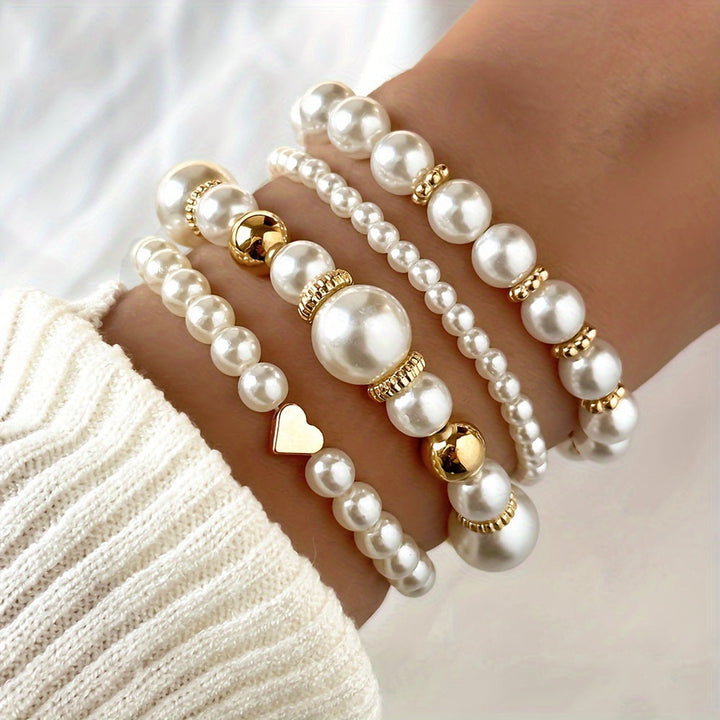 Pearl Softness – Set of White Beaded Bracelets