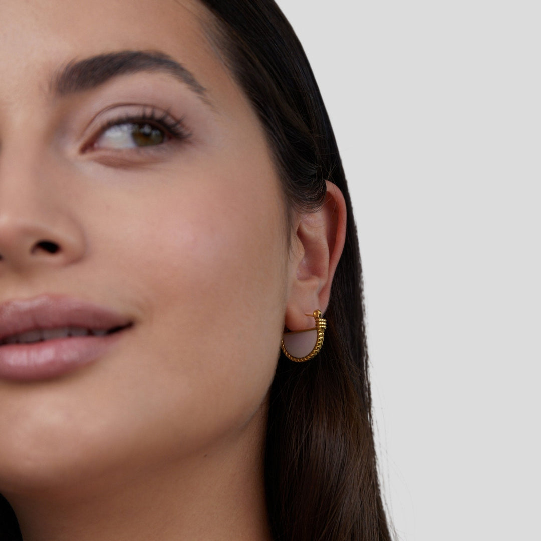 Radiant Adelfa White Shell Hoops
