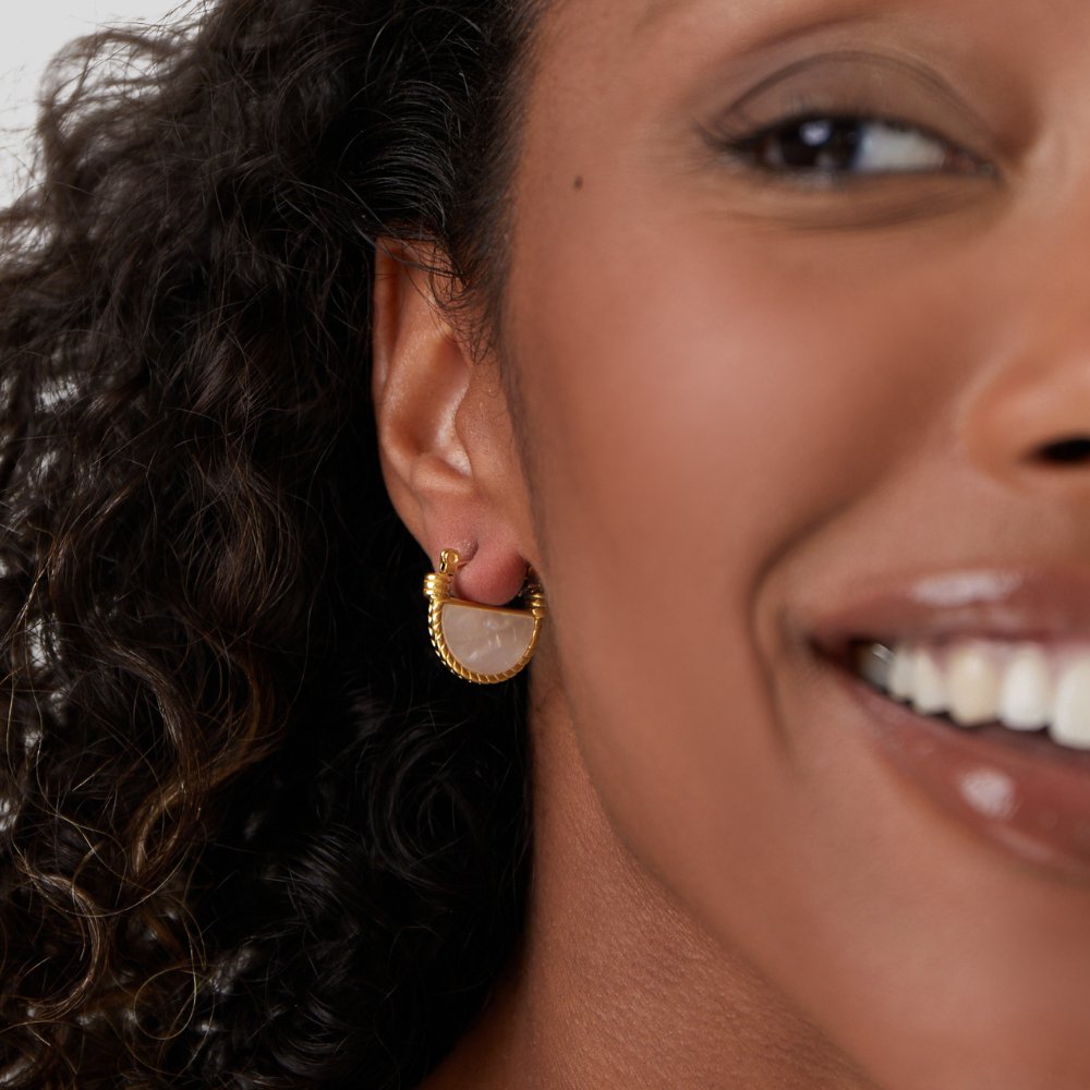 Radiant Adelfa White Shell Hoops