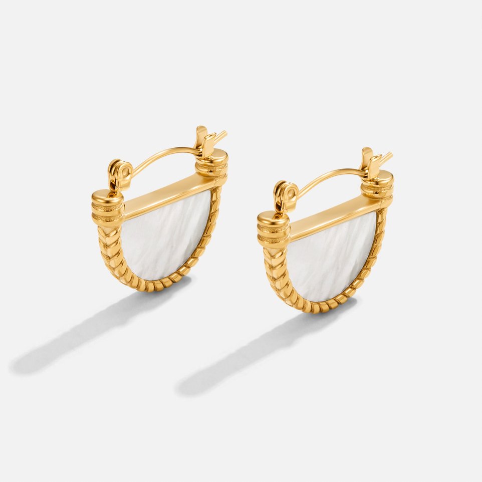 Radiant Adelfa White Shell Hoops