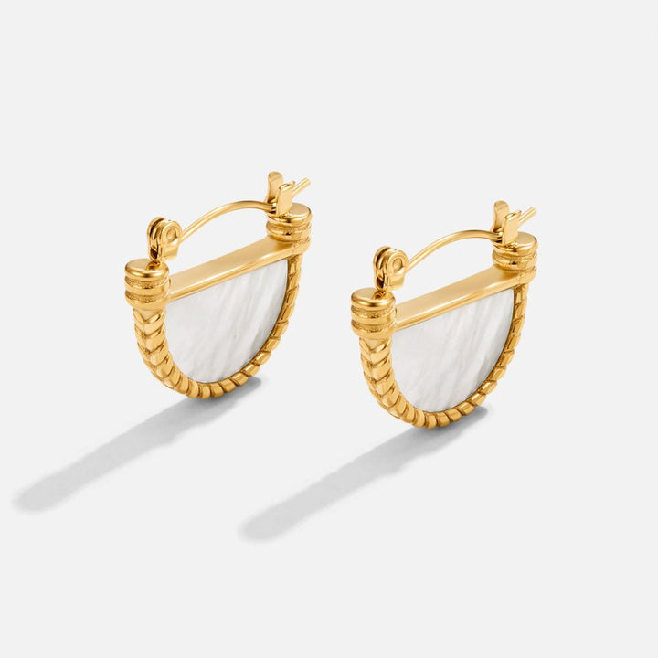 Radiant Adelfa White Shell Hoops