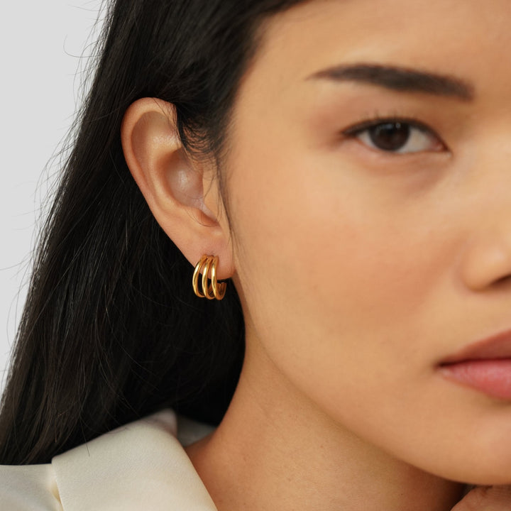 Anaya Triple Radiance Hoops: Shine in Every Angle