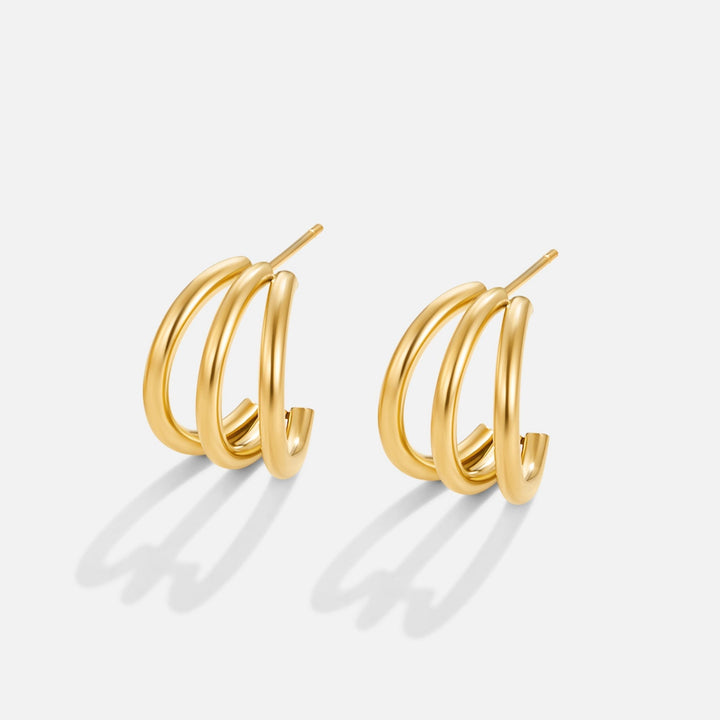 Anaya Triple Radiance Hoops: Shine in Every Angle