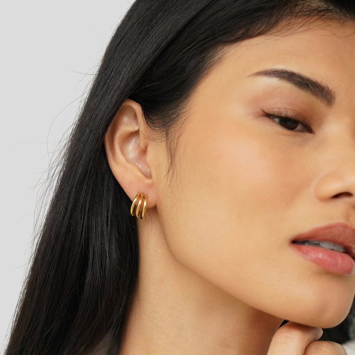 Anaya Triple Radiance Hoops: Shine in Every Angle