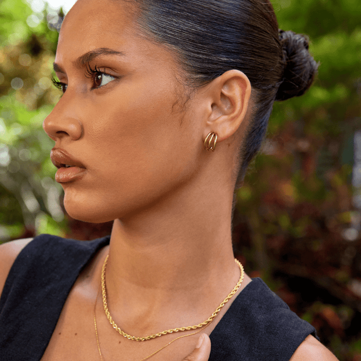 Anaya Triple Radiance Hoops: Shine in Every Angle