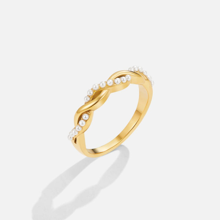 Elegant Twist Pearl Ring
