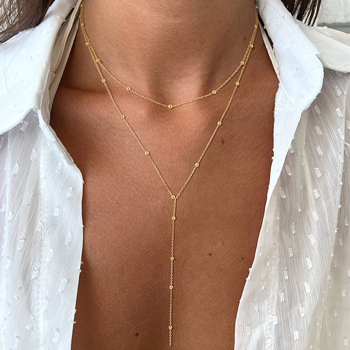 Duo Pearls – Beaded Tassel Necklace