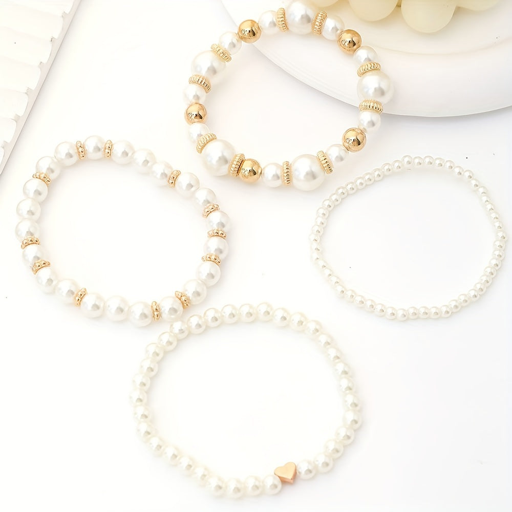 Pearl Softness – Set of White Beaded Bracelets