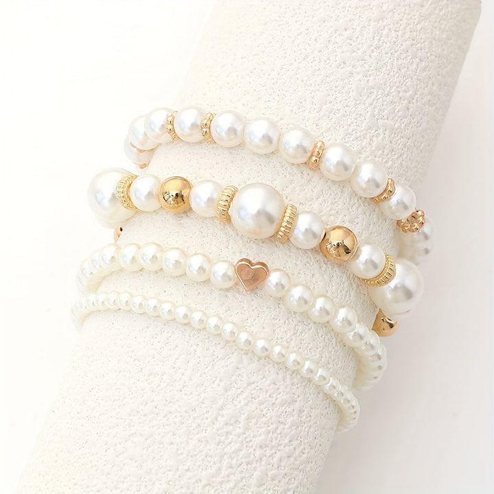 Pearl Softness – Set of White Beaded Bracelets