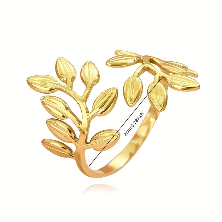 Anillo Abierto de Acero Inoxidable Dorado para Mujer con Diseño Vintage y Estilo Vacacional, Accesorio de Joyería Elegante