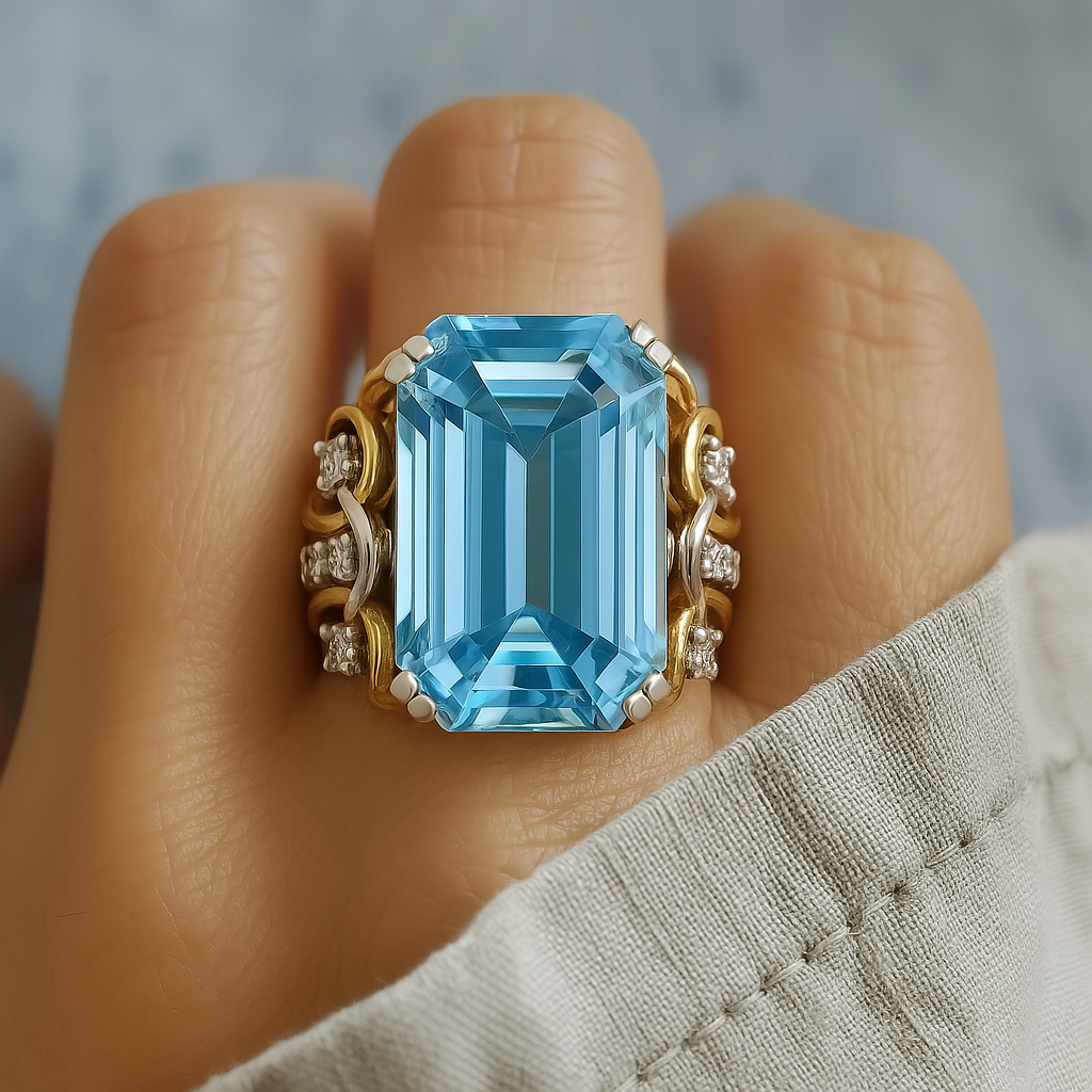 Radiant Blue Glow Layered Ring
