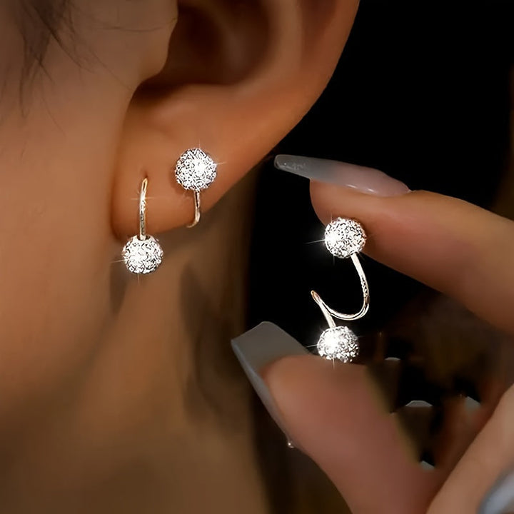 Sparkle Spiral – Set Gemstone Ball Earrings